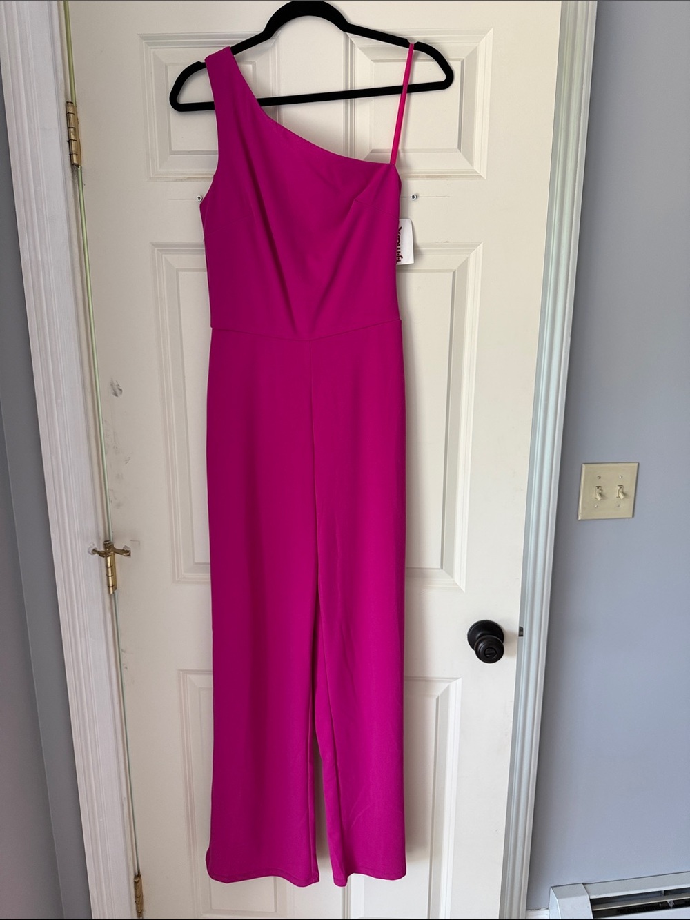 One-Shoulder Magenta Wide-Leg Jumpsuit
